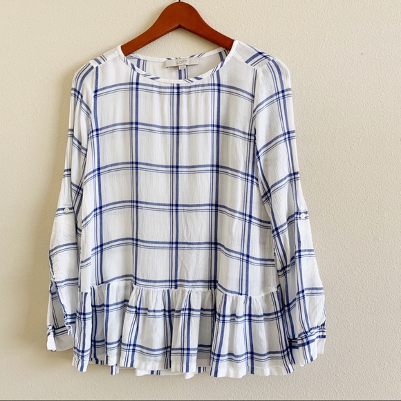 LOFT Tops - LOFT casual striped peplum blouse